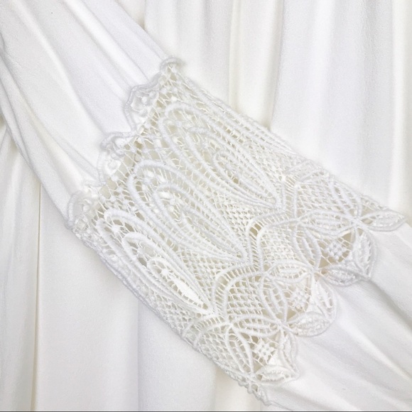 JOIE Coastal Lace Inset White Blouse Top L - Picture 8 of 12